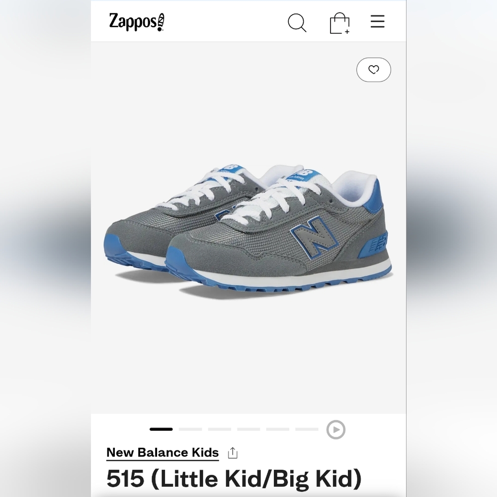 NWOT New Balance Kids 515 Gray and Blue Sneakers